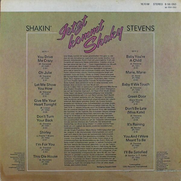 Shakin' Stevens - Jetzt Kommt Shaky 3a8-4c5 фото