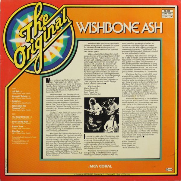 Wishbone Ash - The Original Wishbone Ash b2i-226 фото