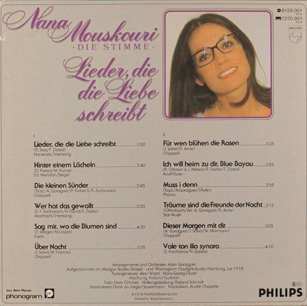 Nana Mouskouri - Lieder, Die Die Liebe Schreibt 33a-b42 фото