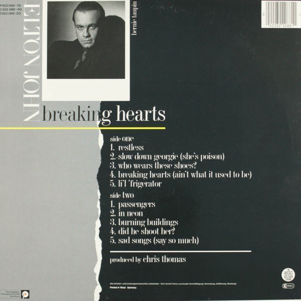 Elton John - Breaking Hearts 237-56b фото