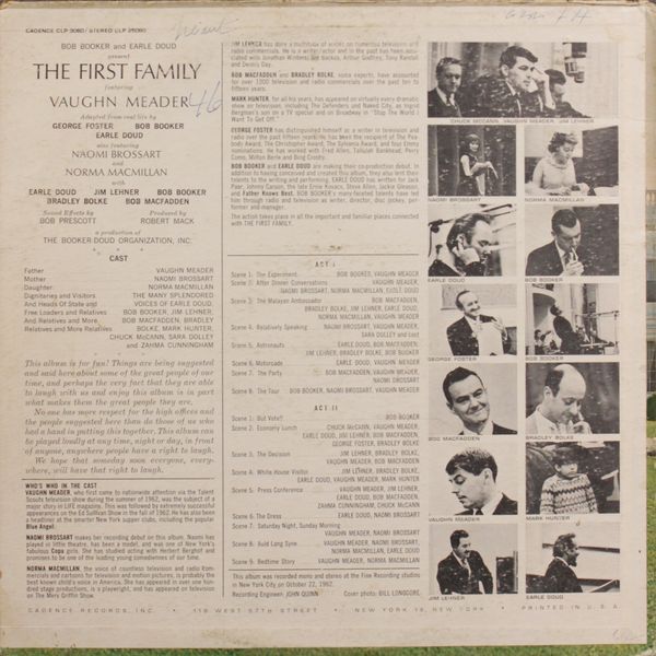 Bob Booker And Earle Doud Featuring Vaughn Meader - The First Family 867-66c фото